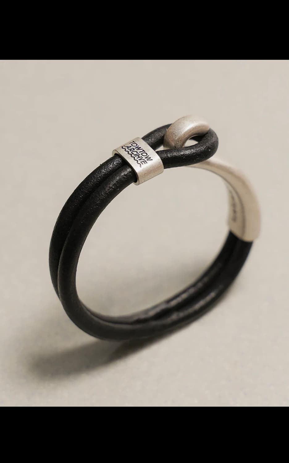 TOWTOW ARCHIVE 그릿 레더 팔찌 블랙 s 상품이미지1