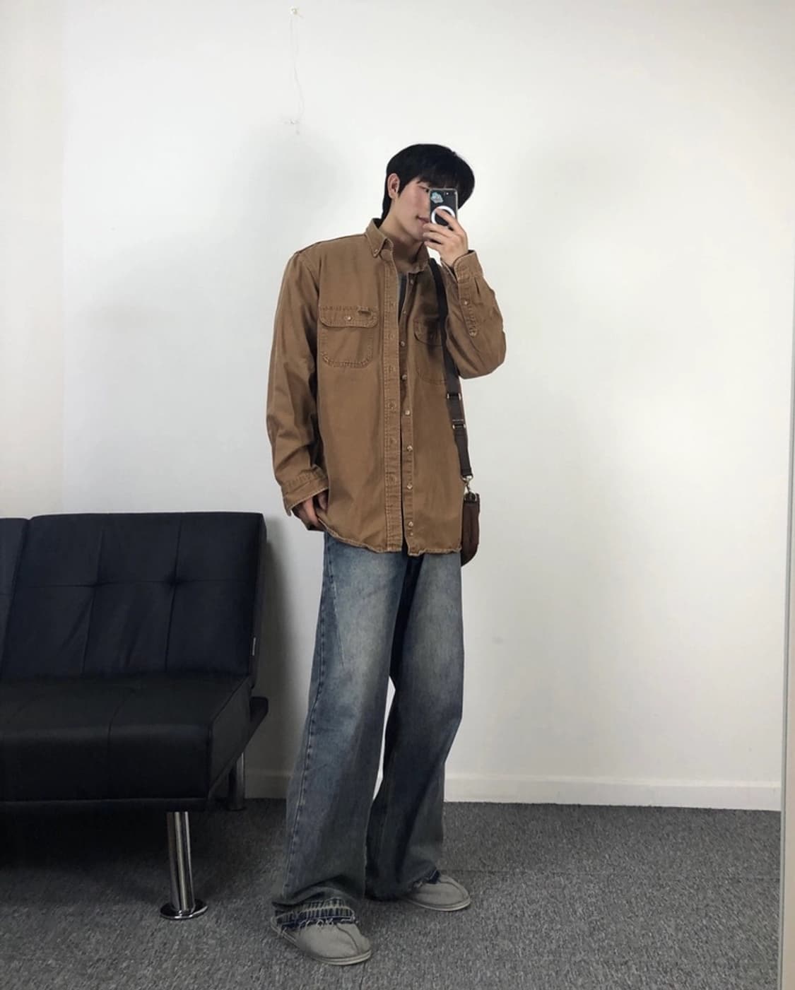 칼하트 정품 수입빈티지 패치 워크셔츠 브라운 상품이미지4