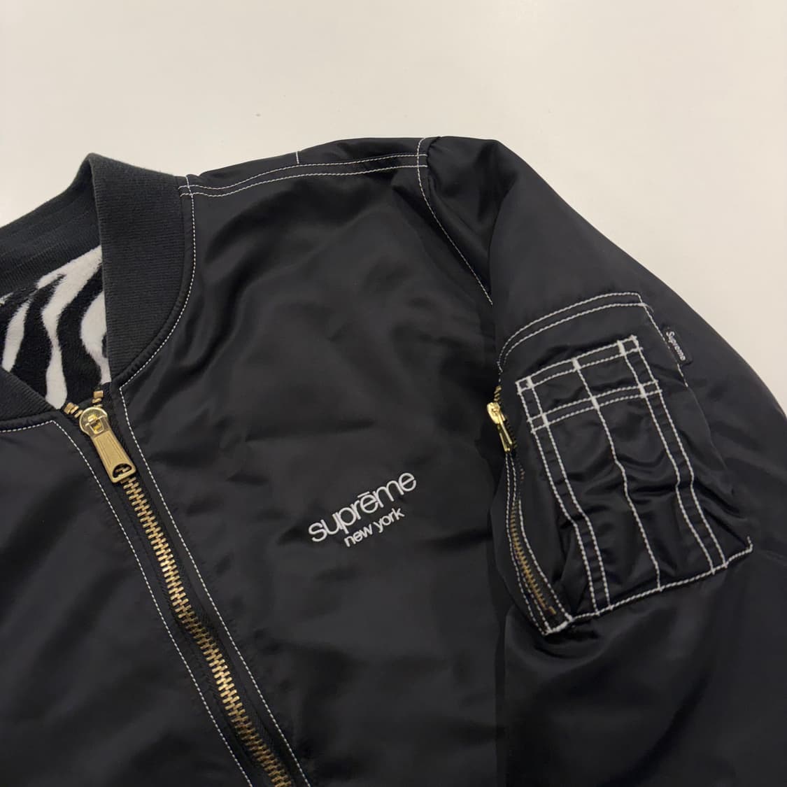 [L] 17ss 슈프림 콘트라베이스 리버시블 블랙 봄버 자켓 B528 상품이미지6