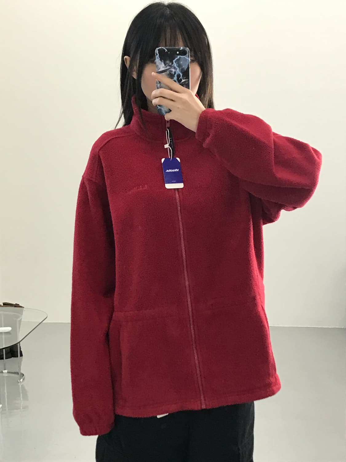 미국제 엘엘빈 레드 집업플리스 상품이미지1