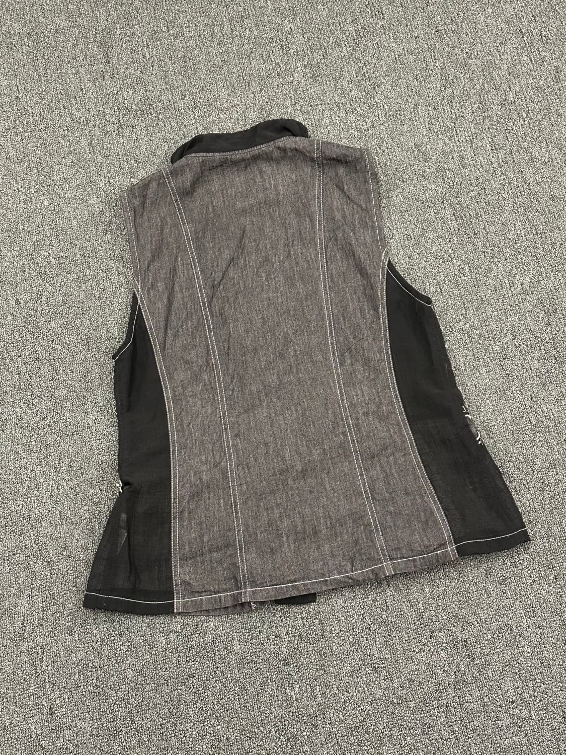 M)Japanese vintage 여성 스티치 디테일 블랙 베스트 상품이미지5