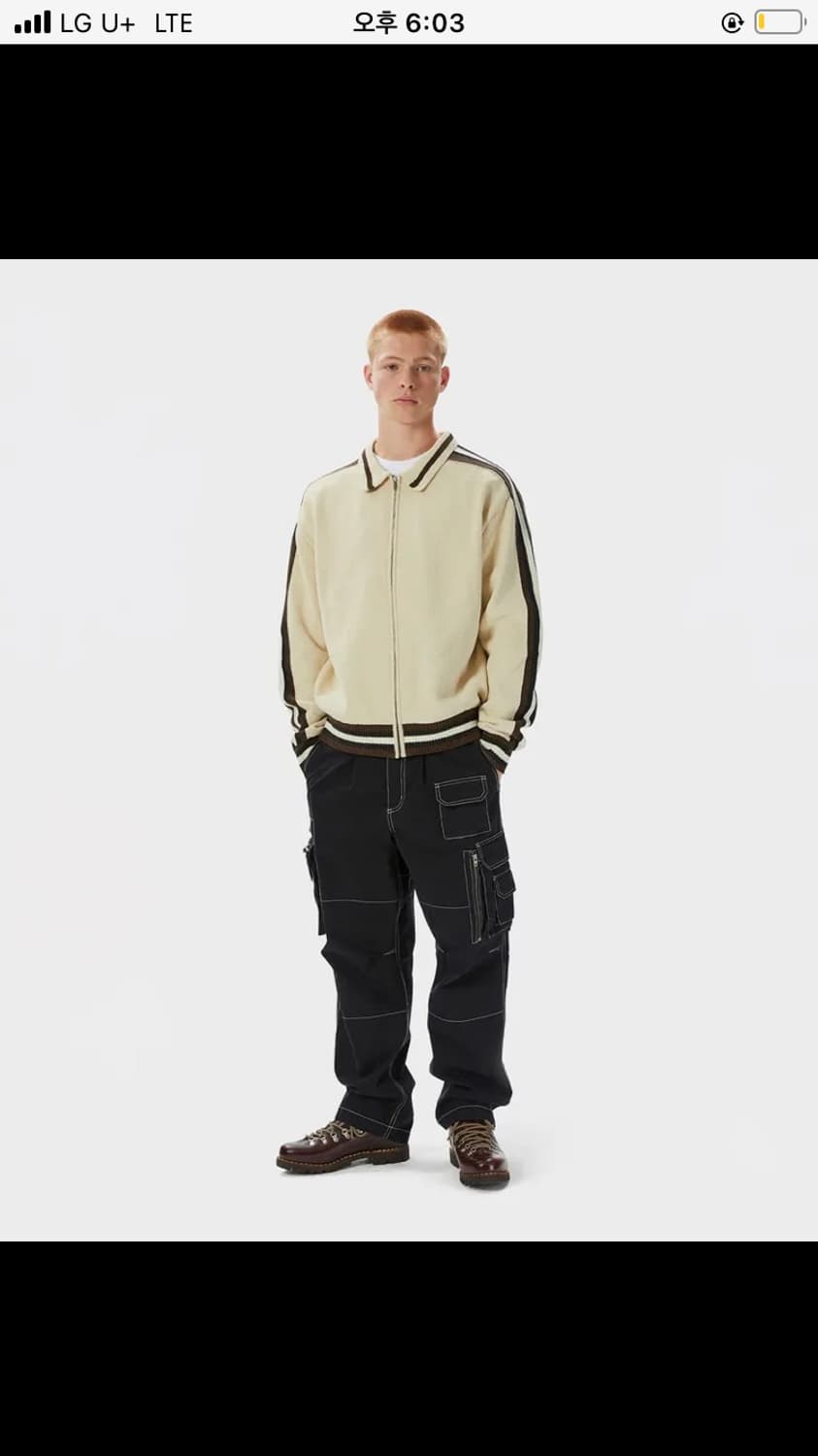 디스이즈네버뎃 Striped Zip Cardigan Ivory / L 상품이미지1