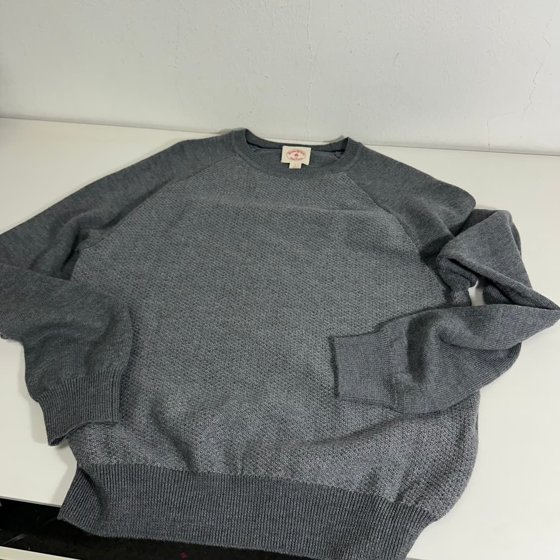 L 브룩스브라더스 그레이 메리노울 라운드 니트 상품이미지3