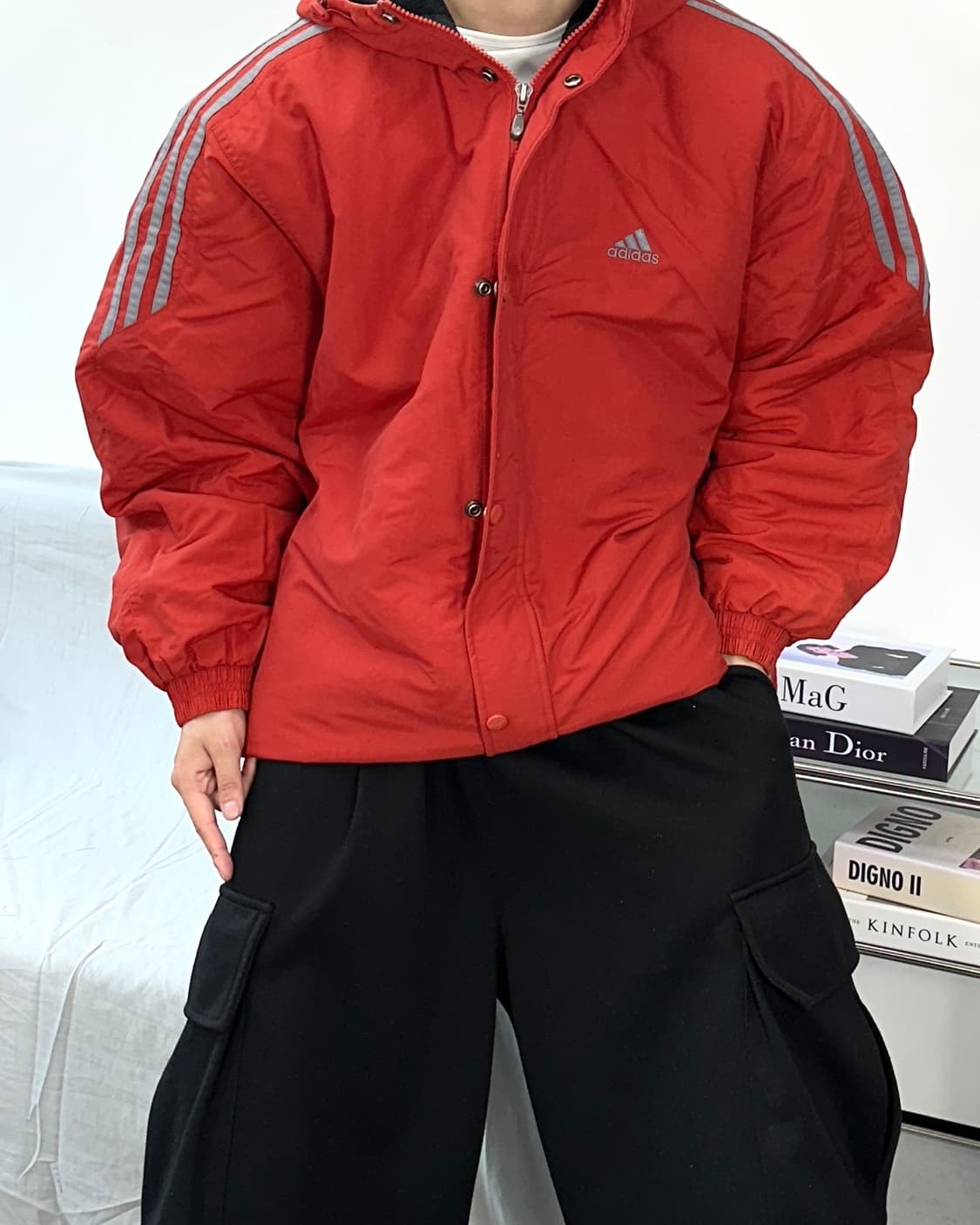 아디다스 00s 레드 그레이 점퍼 XL 상품이미지2