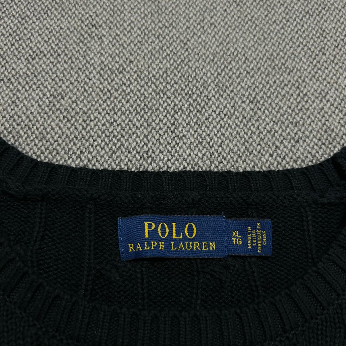 폴로 블랙 코튼 케이블니트(XL) 상품이미지2