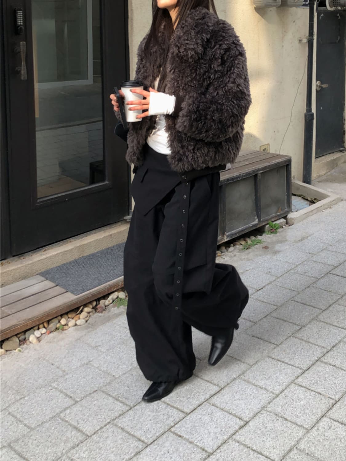 새상품) 서울베이스드 랩스커트 벨트 와이드팬츠 지그재그에이블리릿킴 상품이미지1