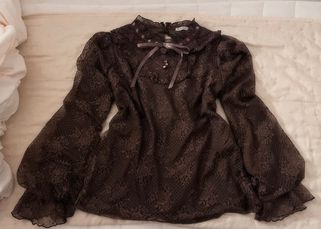 axes femme 앤틱 로즈 레이스 시스루 블라우스 짜잔씨 리즈리사 상품이미지1