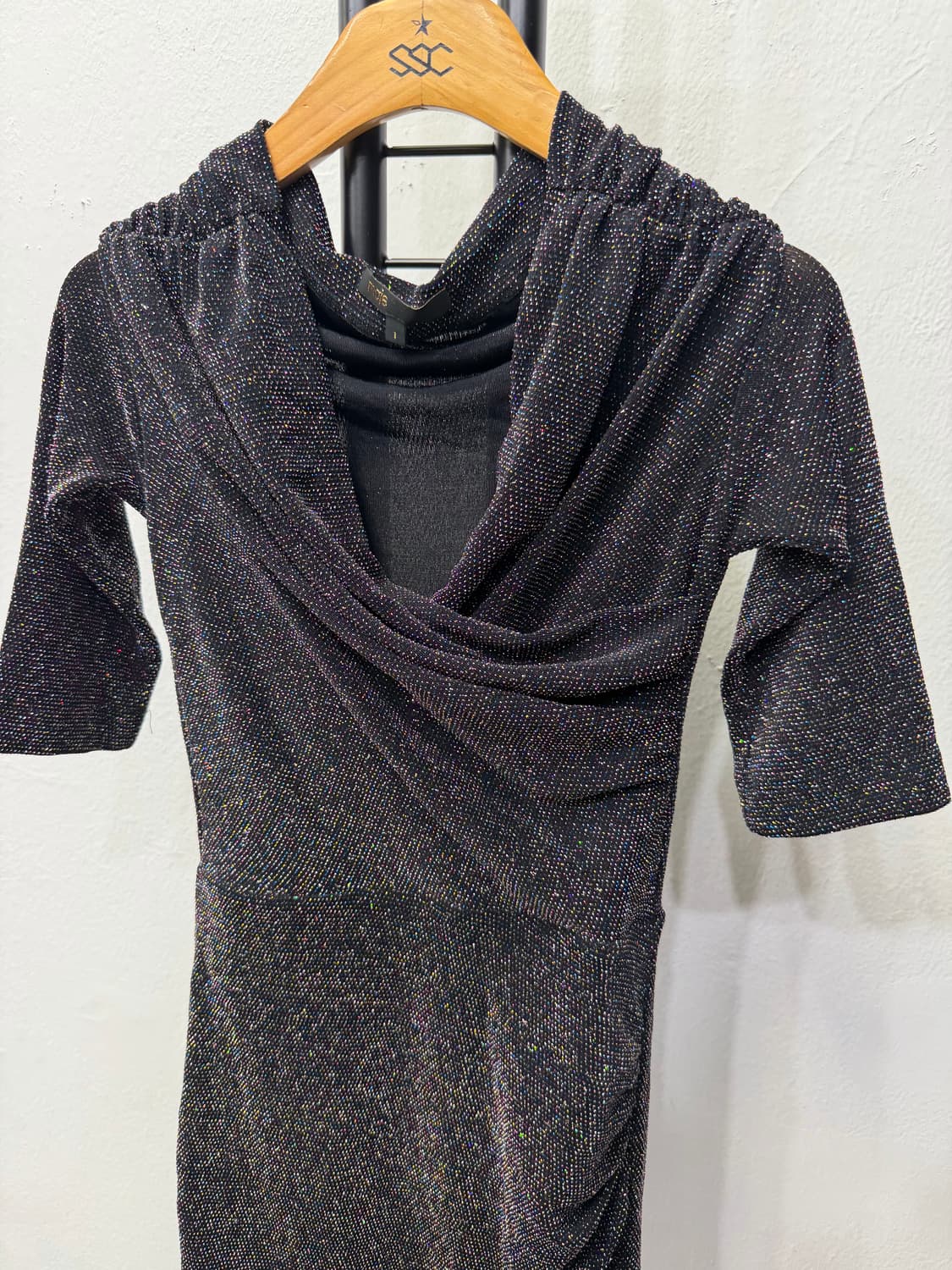 정품) maje 마쥬 블랙 반짝이 미니 원피스 1 상품이미지3