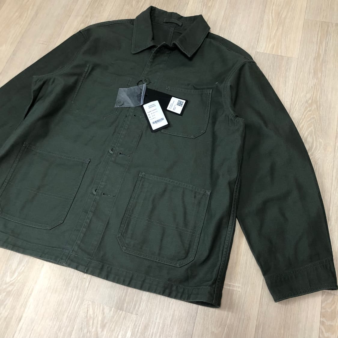 (M) 새상품 무탠다드 코튼 백사틴 초어 워크 자켓 카키 올리브 상품이미지2