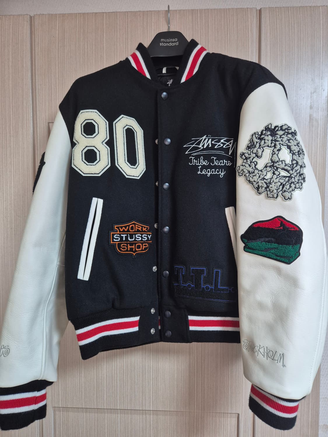 스투시 x 아워레가시 x 데님 티어스 TTL 바시티 자켓 블랙 S 상품이미지1