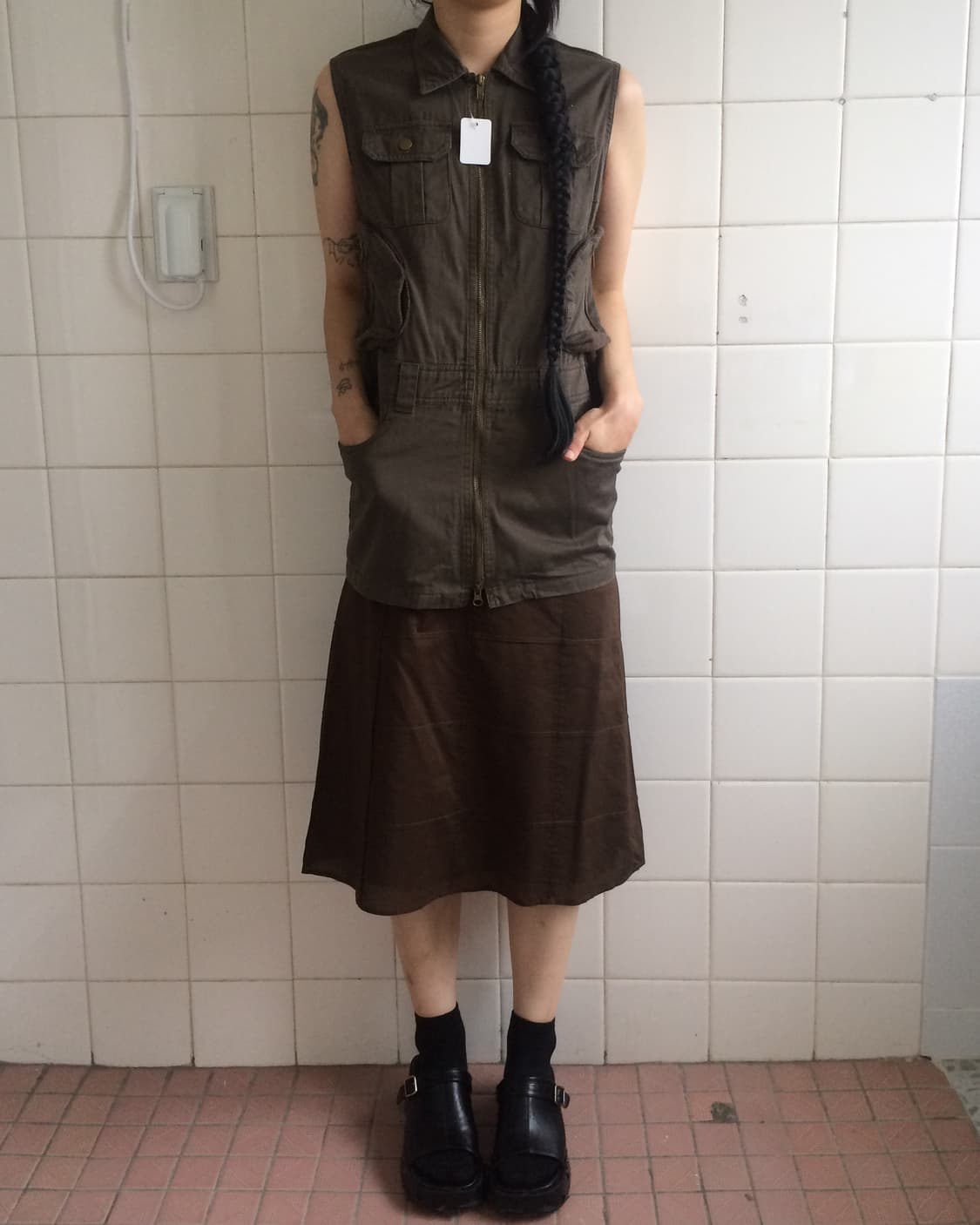 Multi pocket point high neck vest 상품이미지1