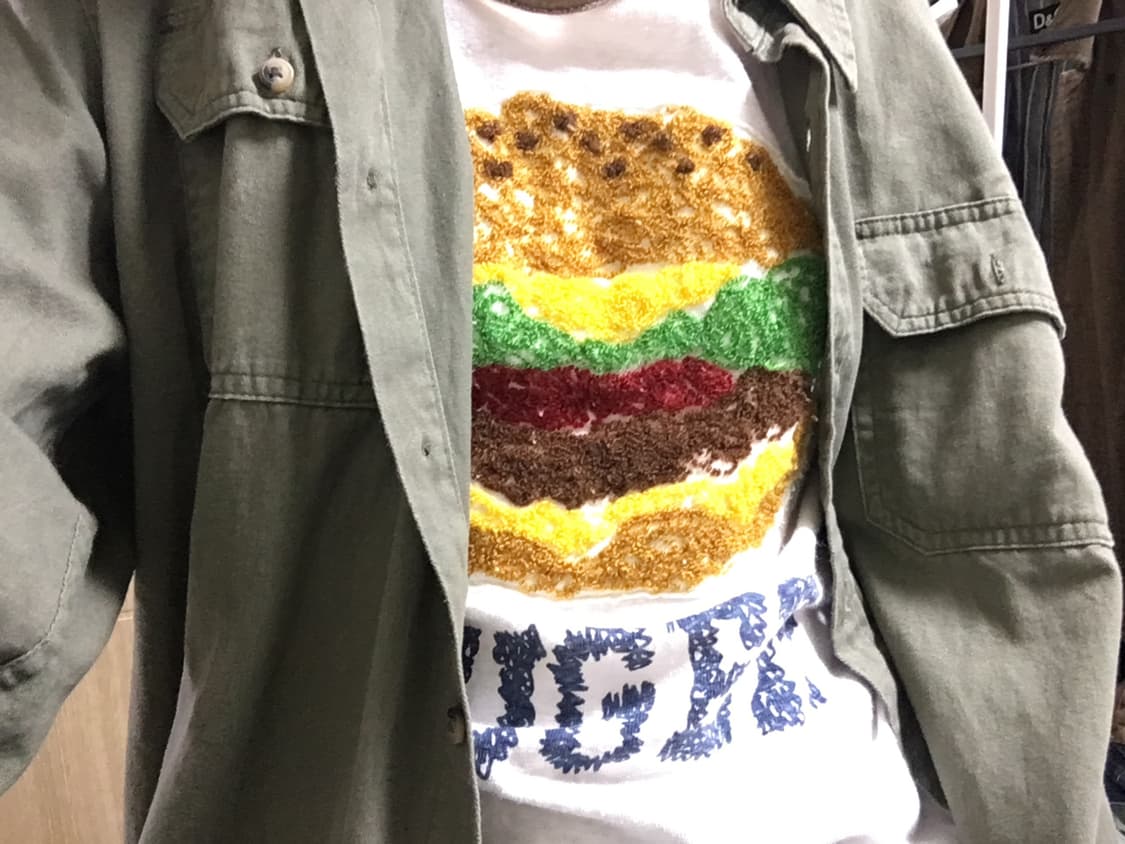 Burger needlework raglan t-shirt 상품이미지8