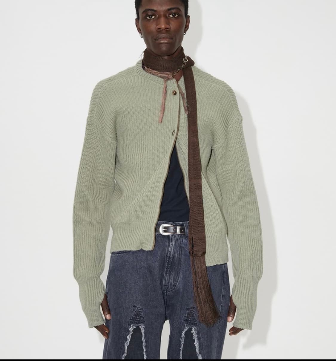 아워레가시 집업 랩 가디건 리파인드 그린 쿼티디안 울 48 상품이미지1