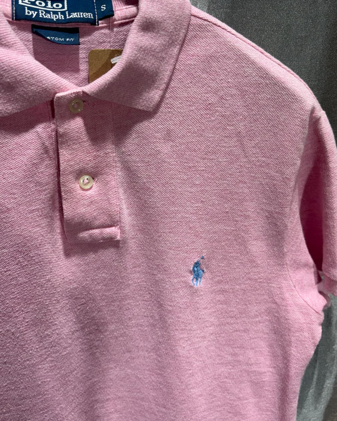 S 폴로랄프로렌 커스텀핏 라이트핑크 카라 반팔 . 상품이미지4