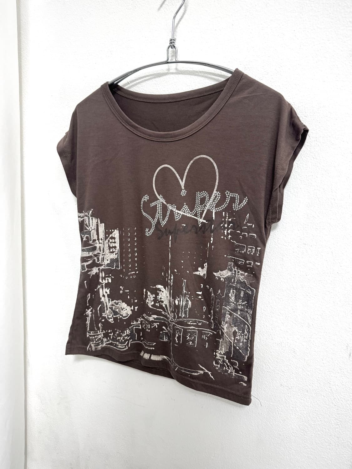 Brown graphic print top 상품이미지2