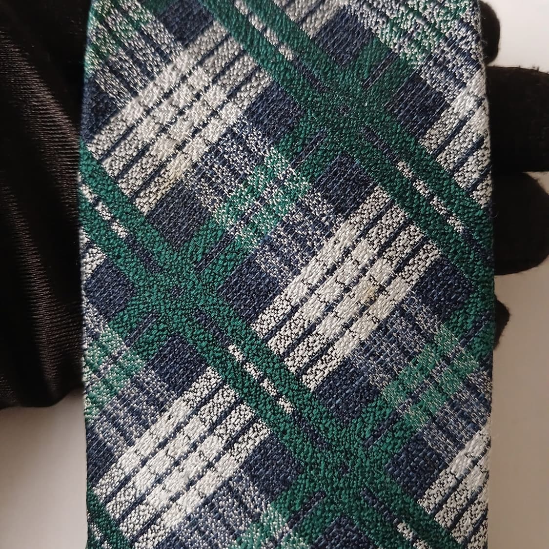 루이까또즈 실크 그린 체크 넥타이 7.5cm A+등급 A19384
 상품이미지6