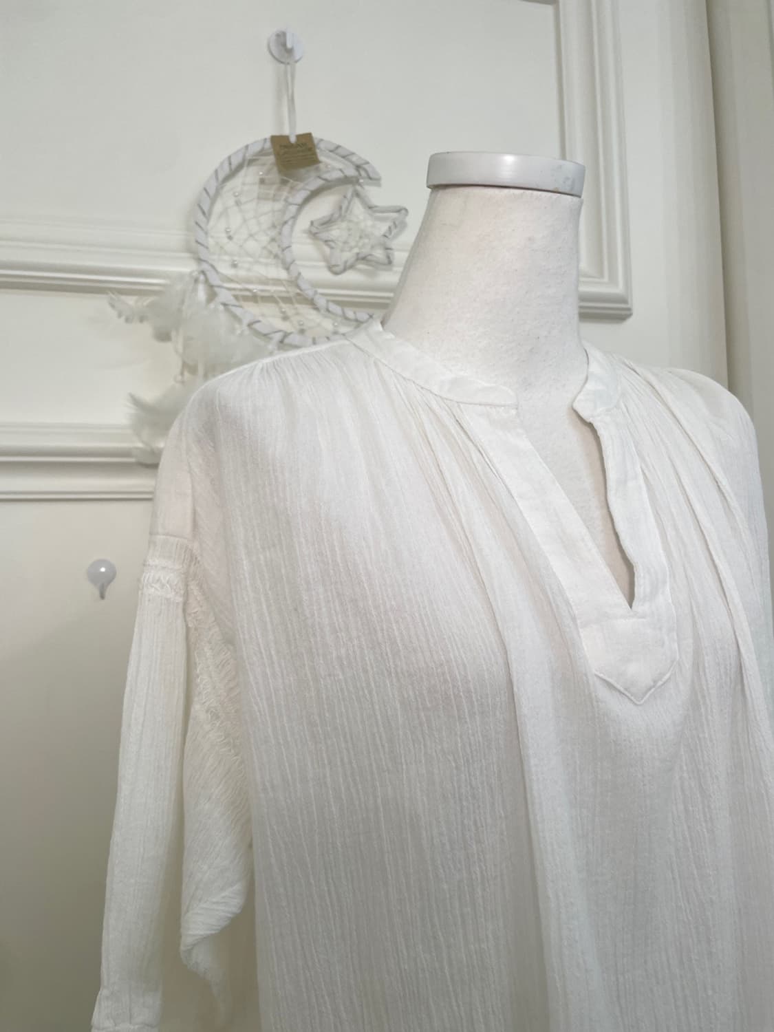 white shirring cotton opc blouse(size-M) 상품이미지7