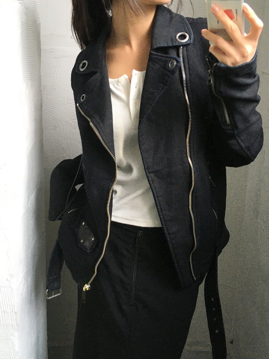 Diesel 디젤 블랙 코튼 라이더 자켓 상품이미지1