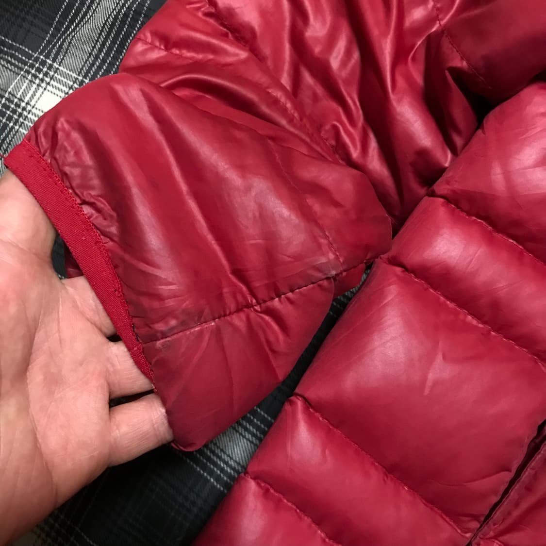 90s 재팬 딥레드 경량 덕 다운 쇼트 패딩 상품이미지3