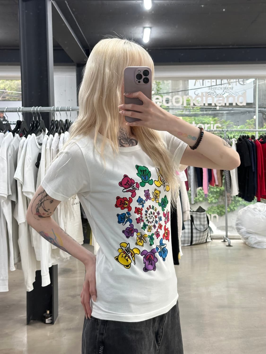 히스테릭 글래머 퍽베어 Must Get Stoned 그래픽  백로고 반팔 상품이미지1