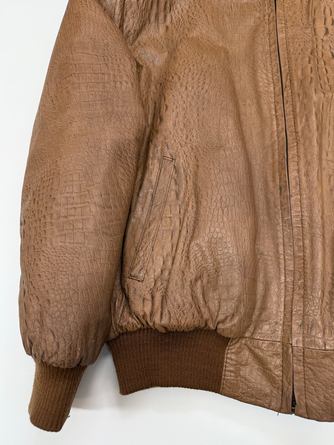 VTG CROCODILE EMBOSSED LEATHER JACKET 상품이미지3