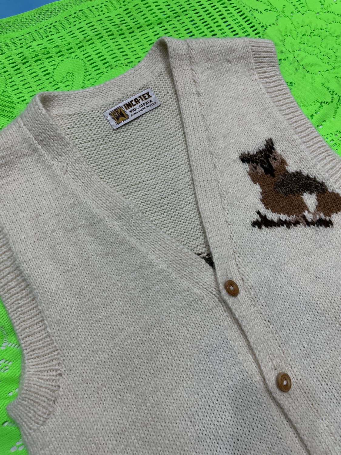 코위찬 Alpaca 100% 부엉이베스트 hand made in peru 상품이미지4