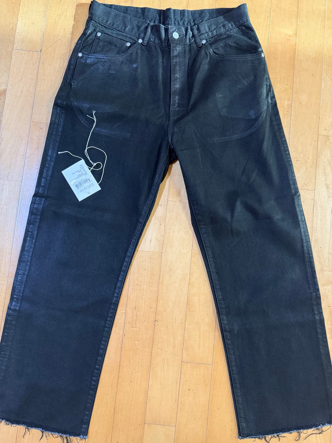 3size 안셀름  코팅 블랙 데님팬츠 상품이미지1