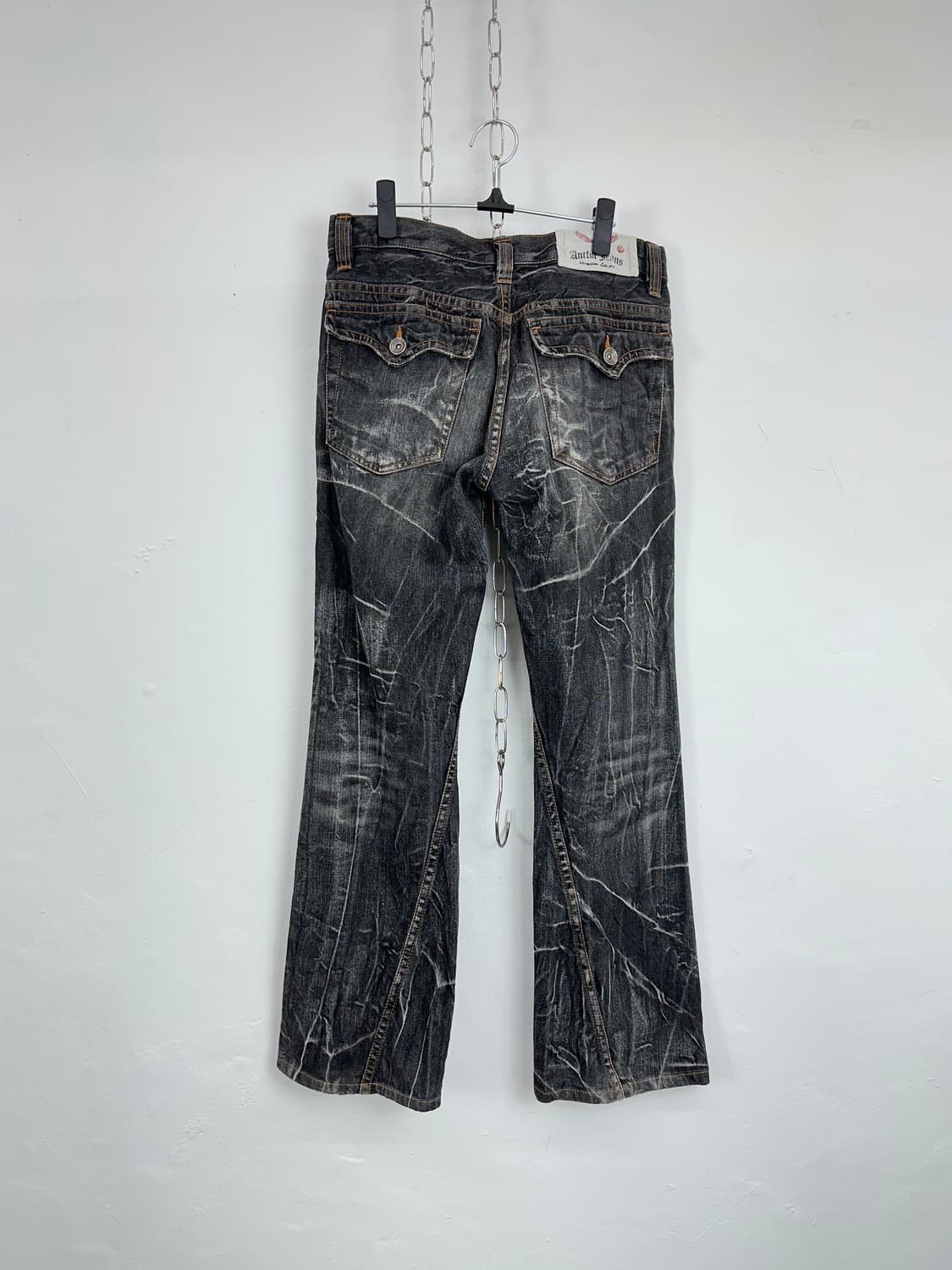 Distressed Acid-Wash Grunge Flare Denim 상품이미지4