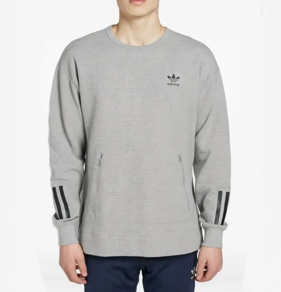 100) 아디다스 스트라이프 와플 니트 스웨터 맨투맨 티셔츠 상품이미지1