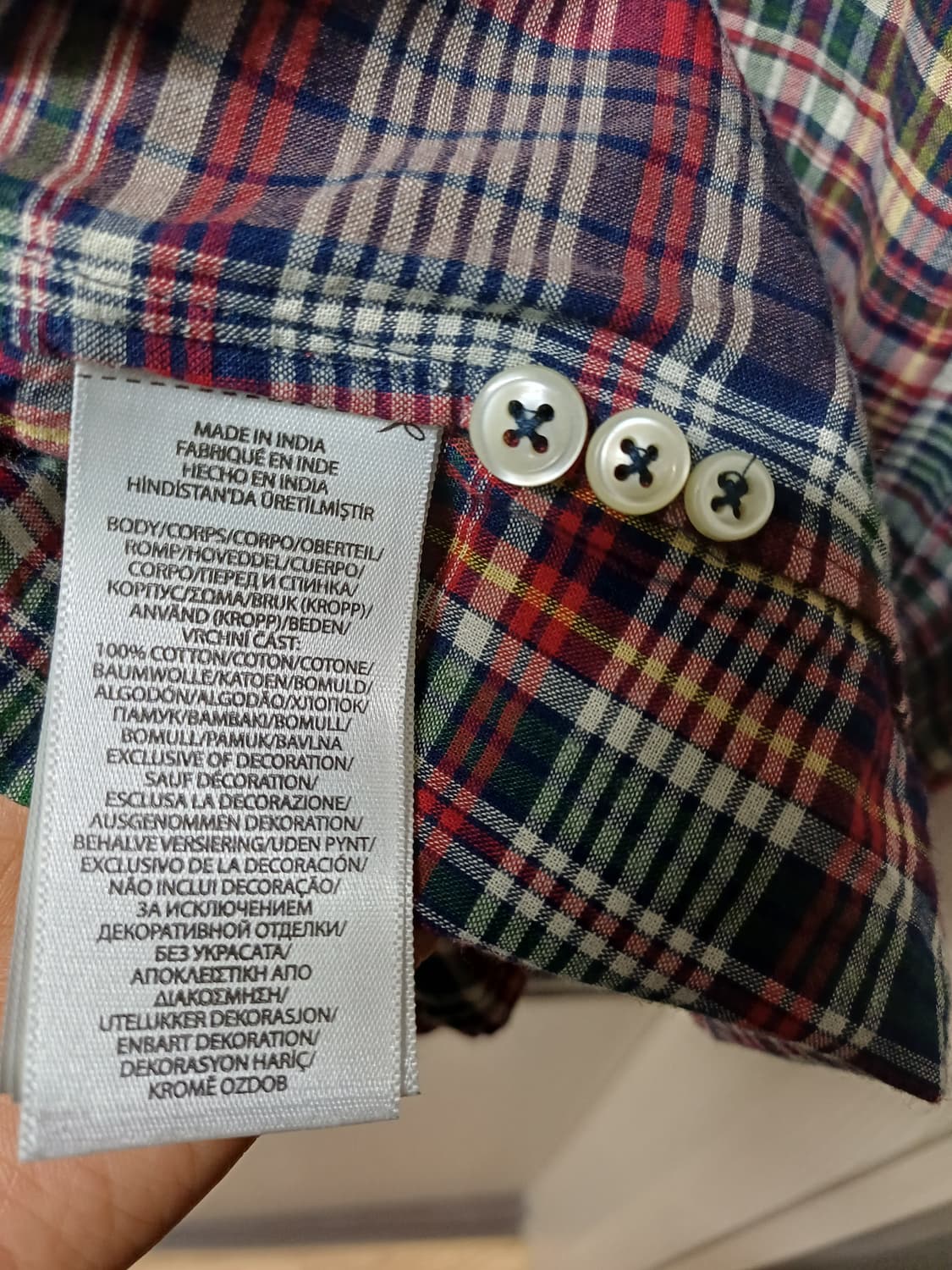 [미사용품]폴로랄프로렌 남성 마드라스 체크 코튼 셔츠 클래식핏 상품이미지4