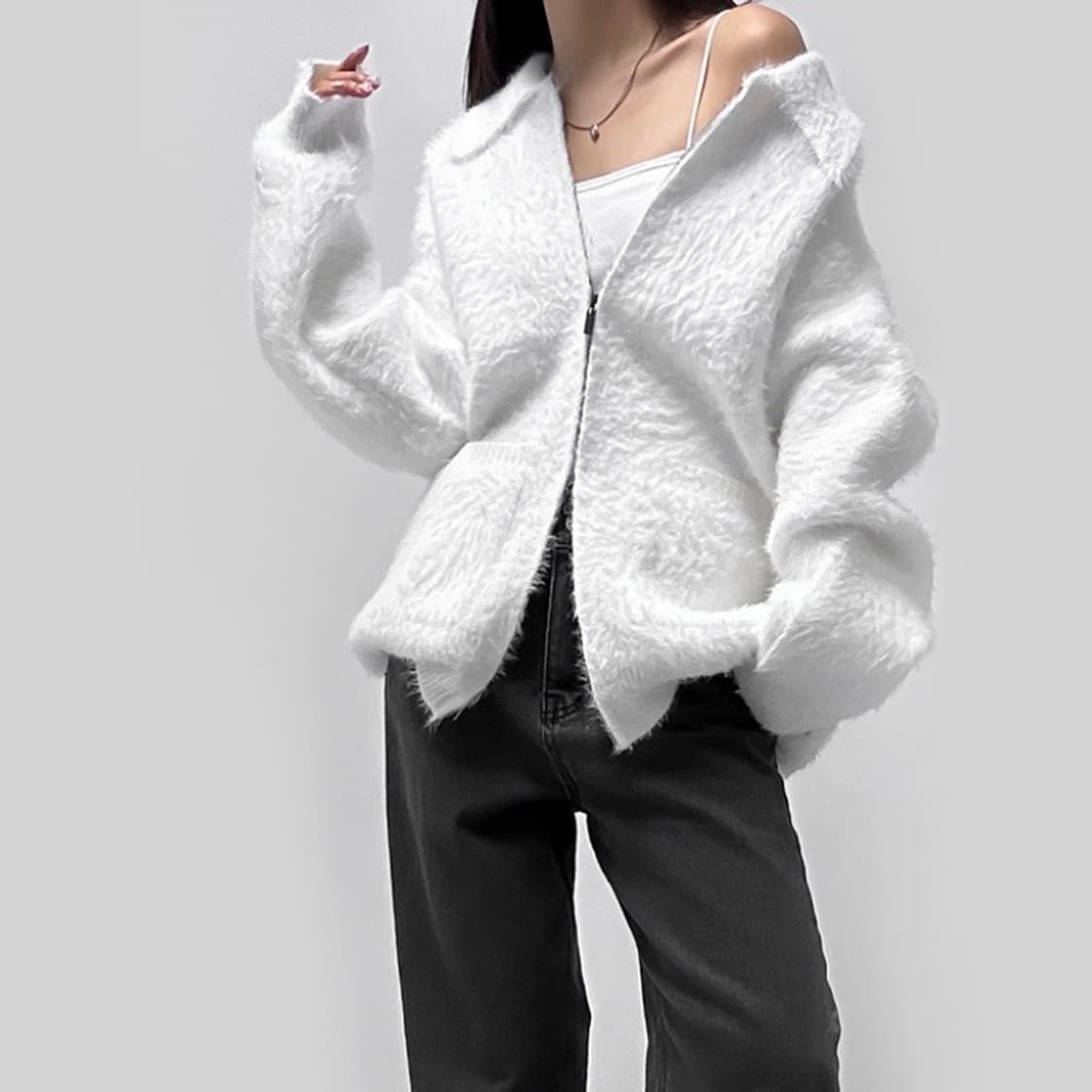 스카이블루 앙고라 집업  상품이미지4