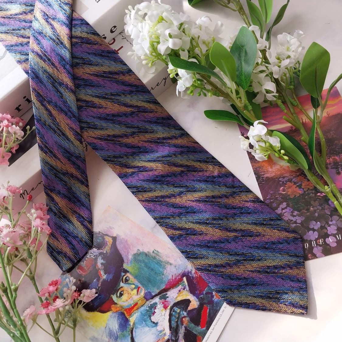 미쏘니 실크 멀티 스트라이프 자카드 넥타이 8.1cm A+등급 K1935 상품이미지2