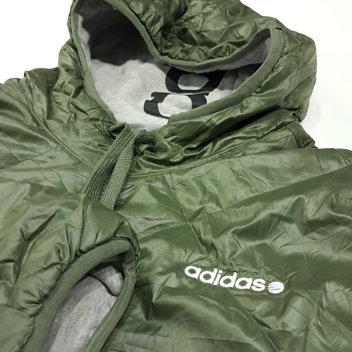 CL410 XL 아디다스 양면 퀼팅 후드 그레이올리브 자켓 아우터 상품이미지9