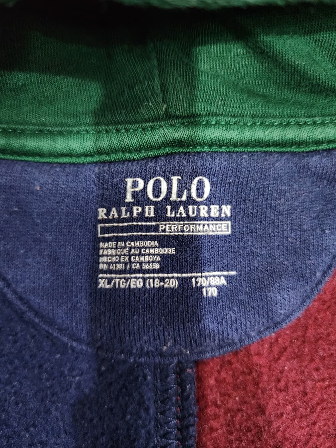 폴로 랄프로렌 컬러블록 후드집업 보이즈 XL 상품이미지5