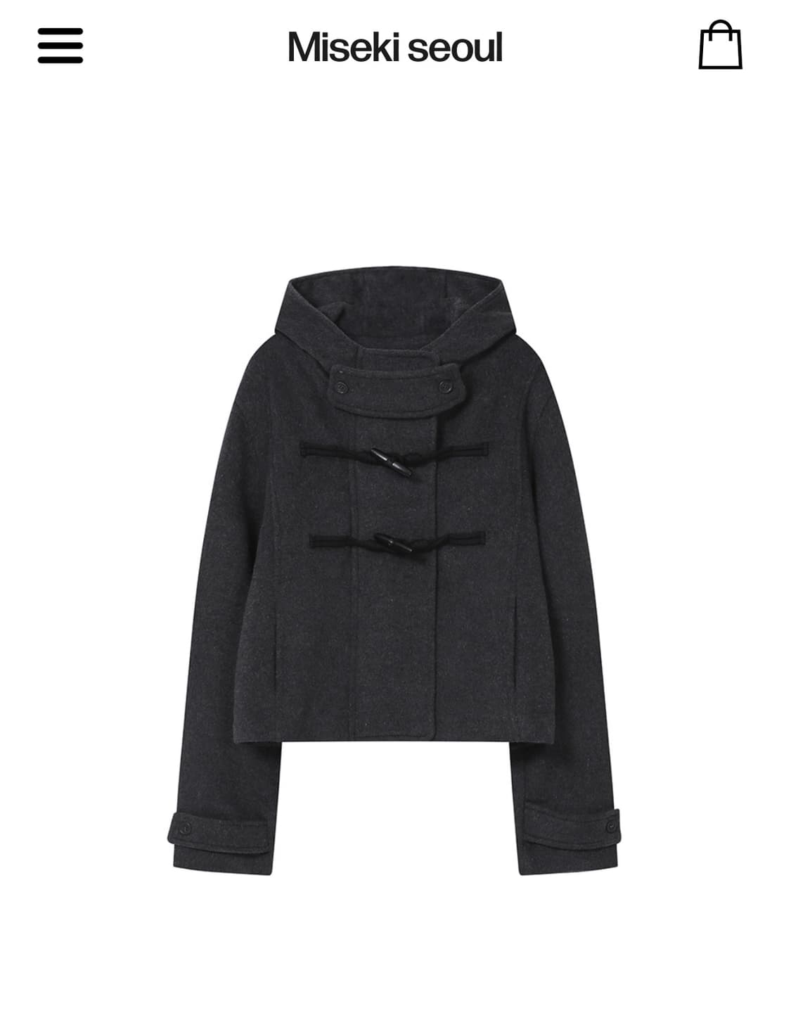 Duffle hoodie short coat CHARCOAL 떡볶이 코트 상품이미지4
