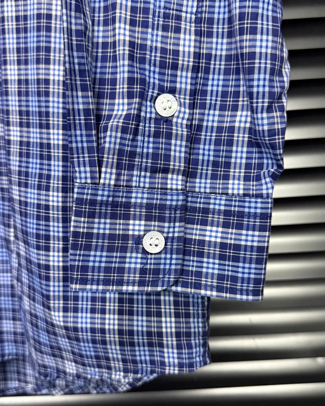 입생로랑 블루 파랑 하늘색 네이비 남색 체크 셔츠 100 L 명품 빈티지 상품이미지6