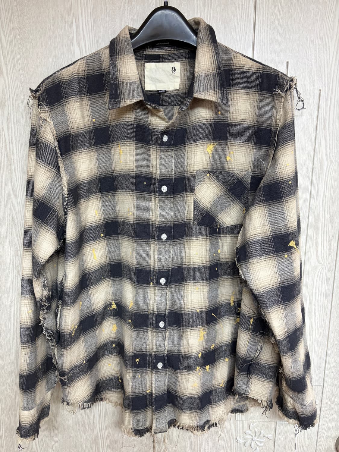 XL) R13 슈레드 심 옴브레셔츠 24시즌 상품이미지1