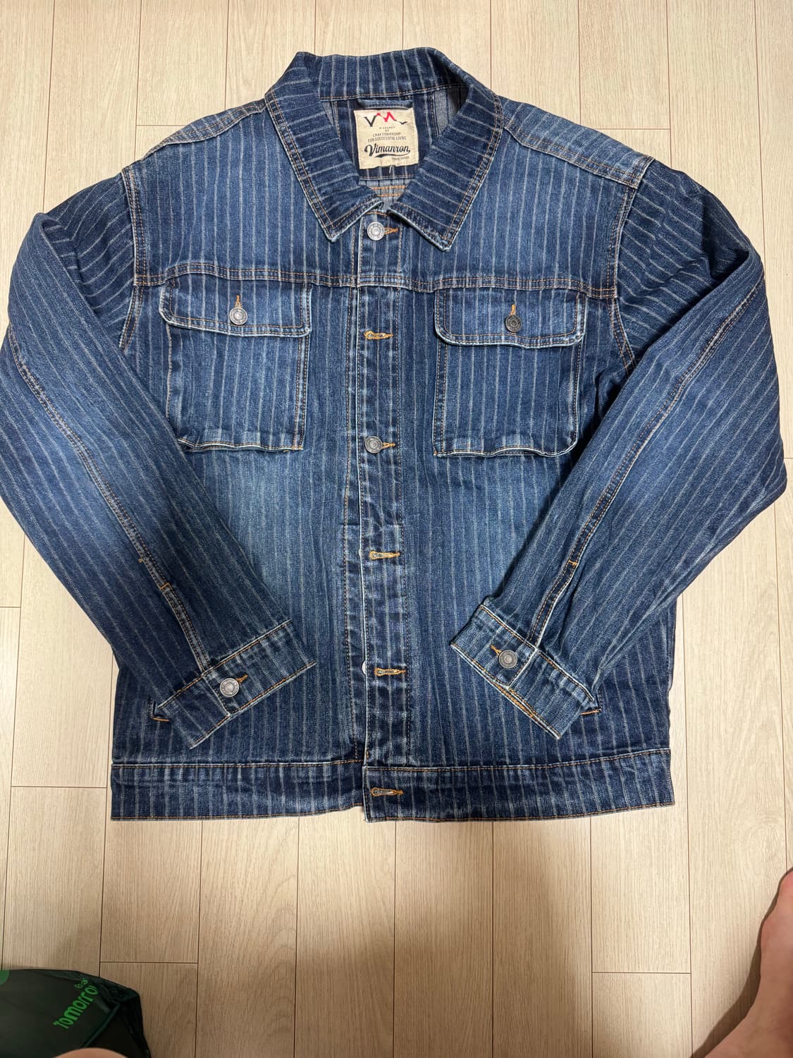 Vimannon 빈티지워싱 블루 스트라이프 데님자켓 상품이미지1