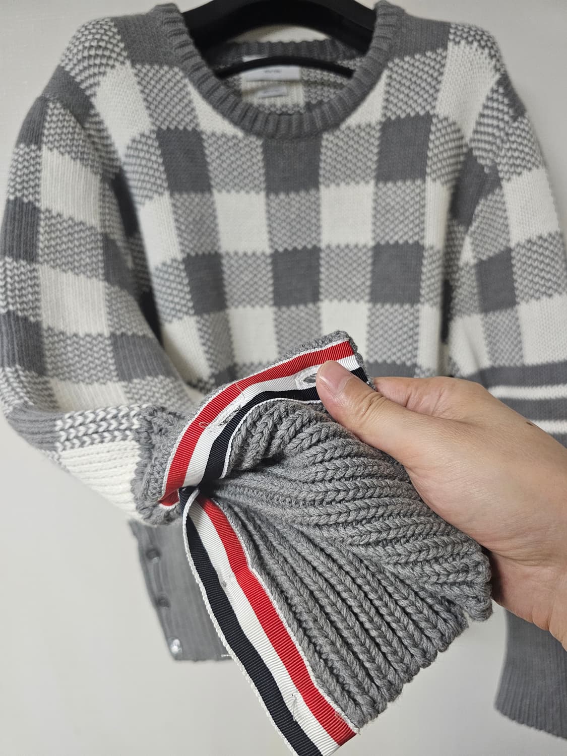 톰브라운  4 바 깅엄 체크 자카드 니트(4/새상품급/정품) 상품이미지4