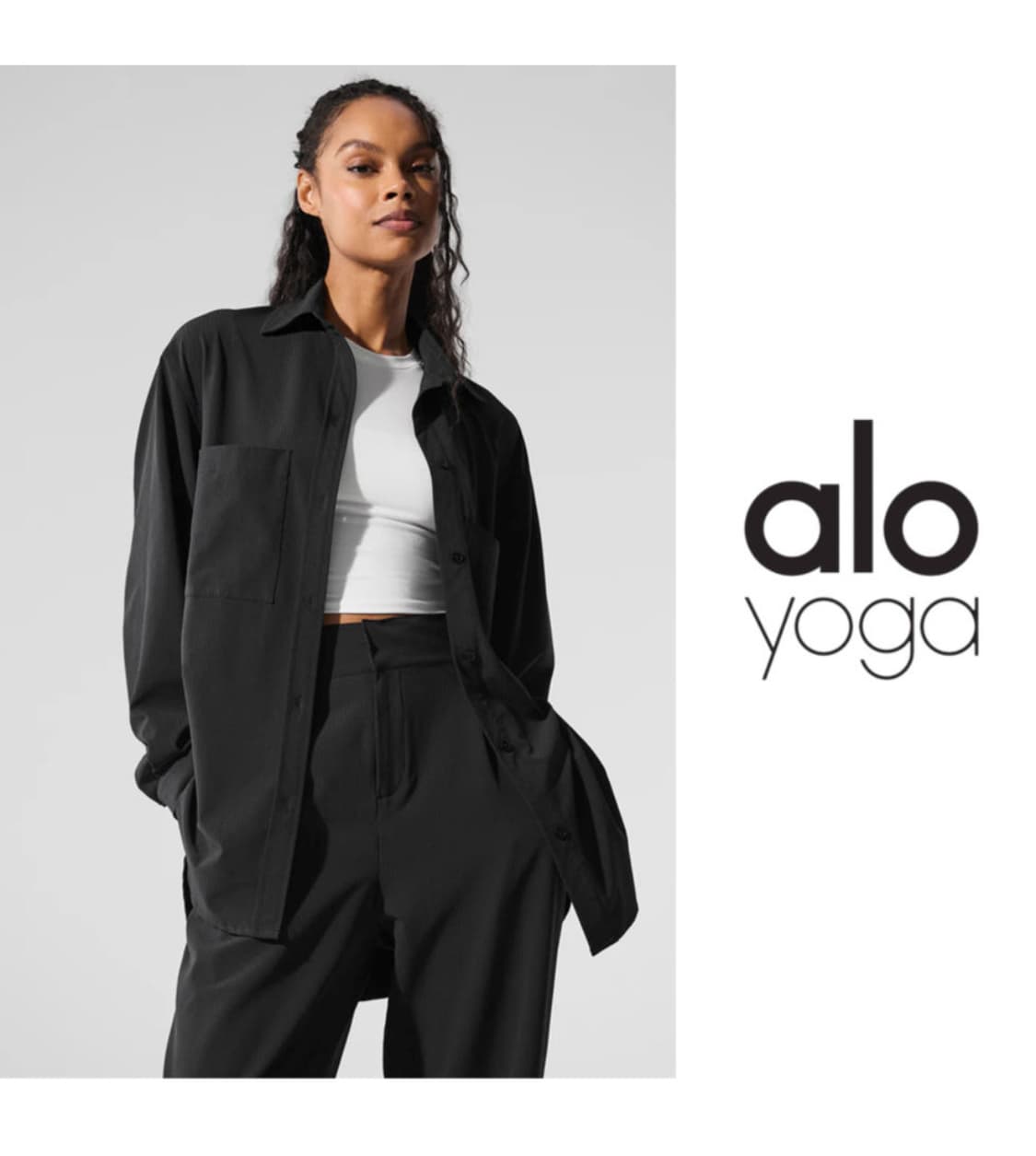 Alo 알로요가 드림 스케이프 버튼 다운 셔츠 블랙 라지 상품이미지7