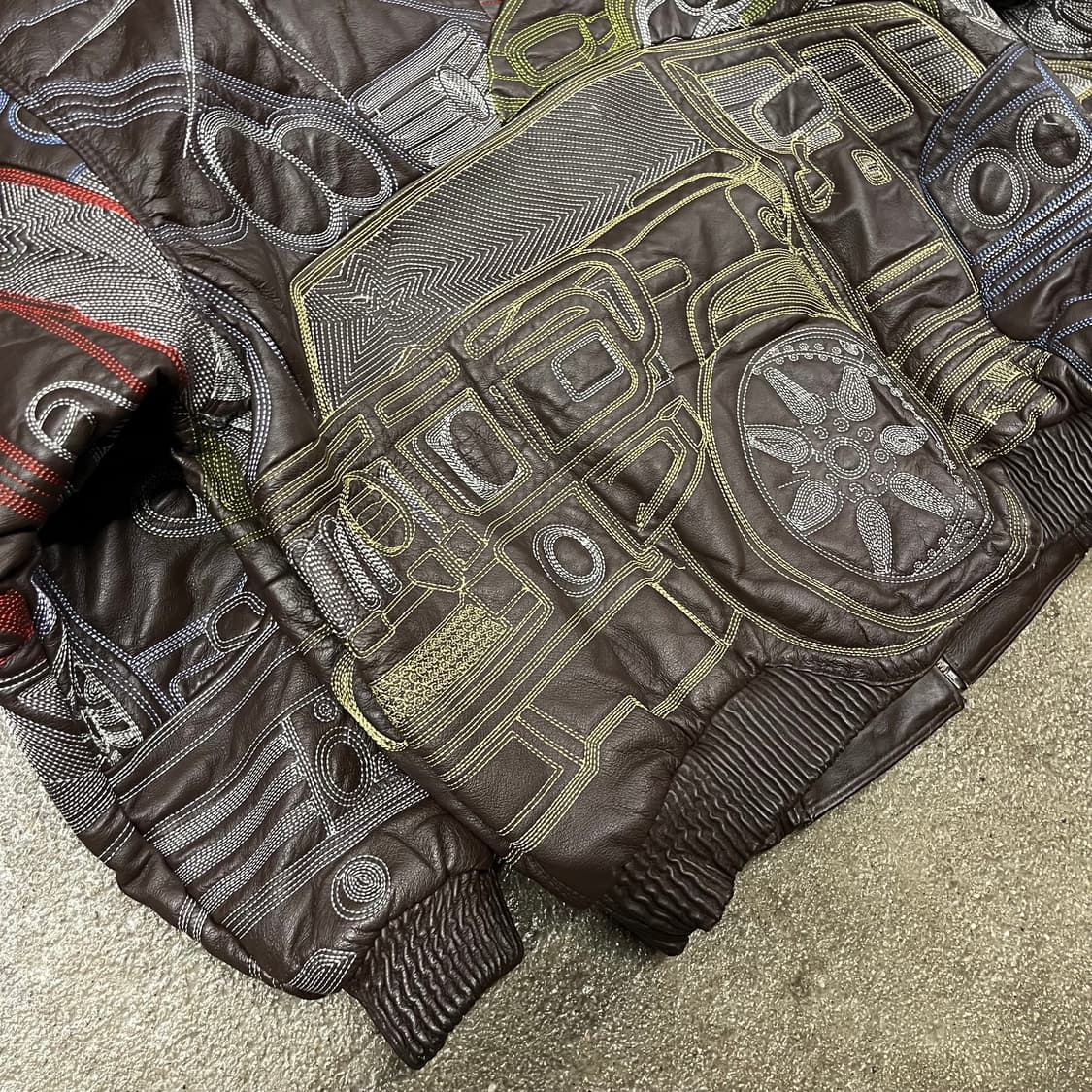 빈티지 오버 자수 가죽 자켓 (110-115) 상품이미지5