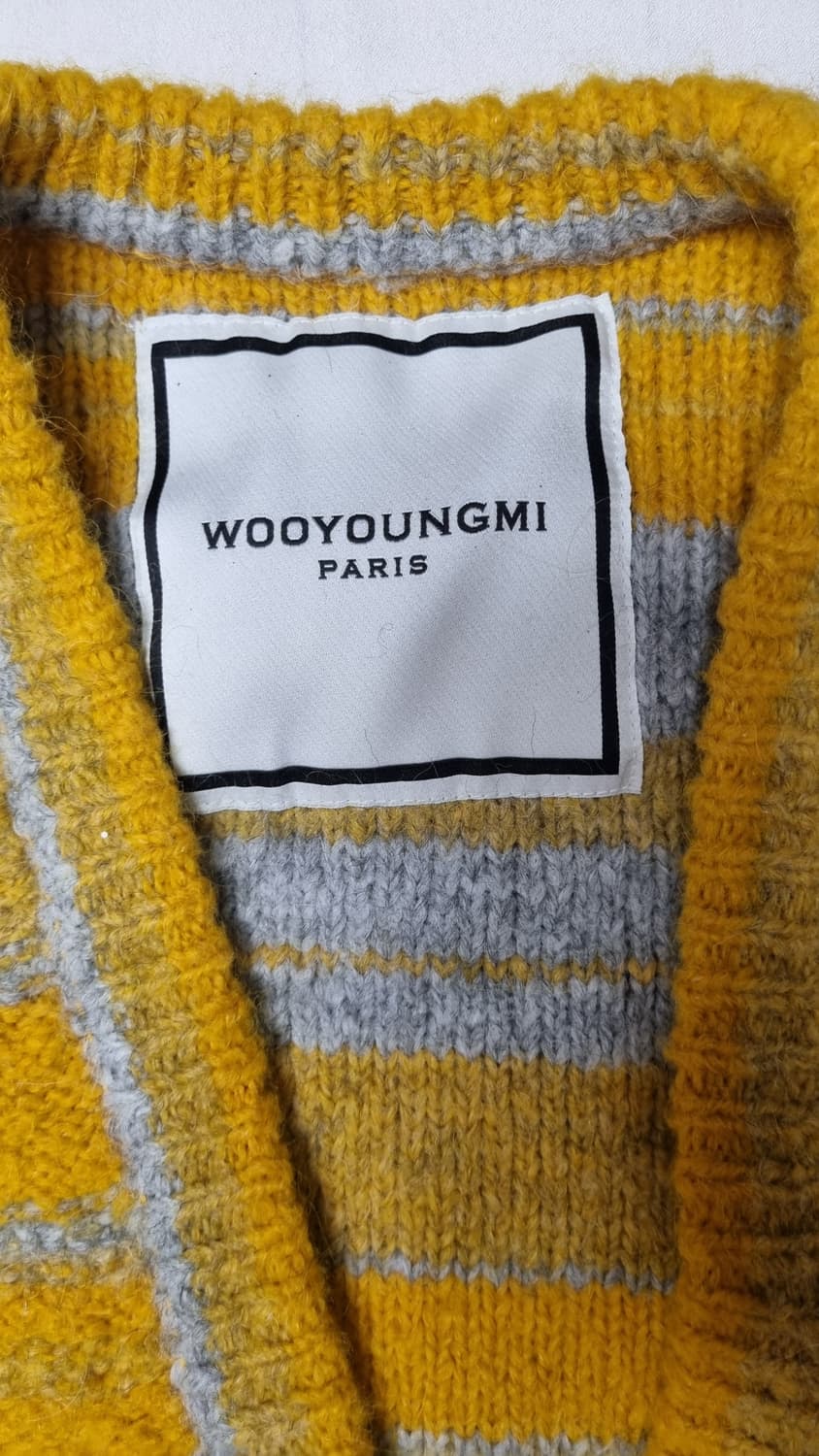 우영미 20AW 알파카 스트라이프 가디건 (옐로우/그레이) 상품이미지2