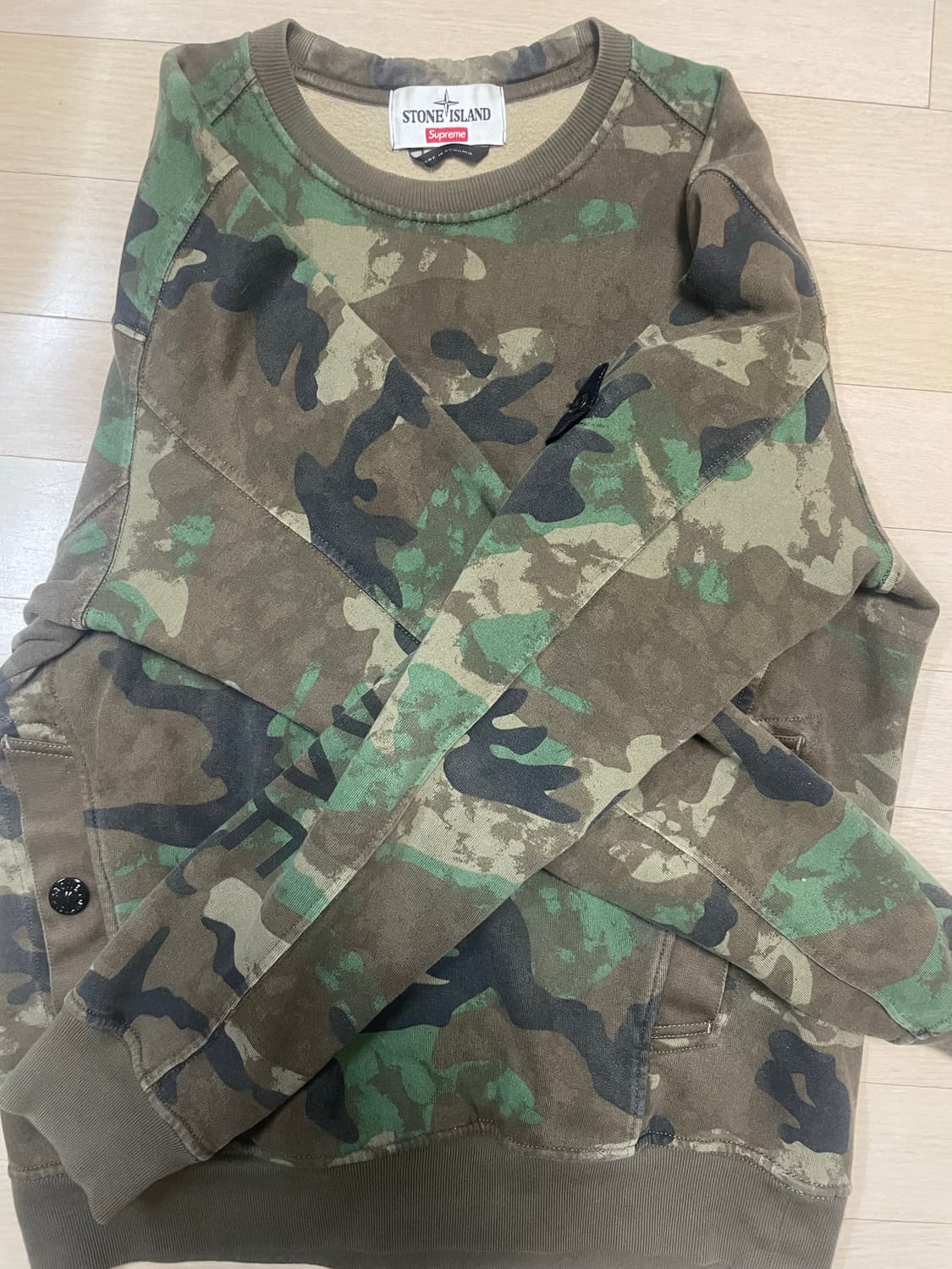레어!!슈프림x스톤아일랜드 14fw 카모 맨투맨 스웻셔츠 판매합니다 상품이미지2
