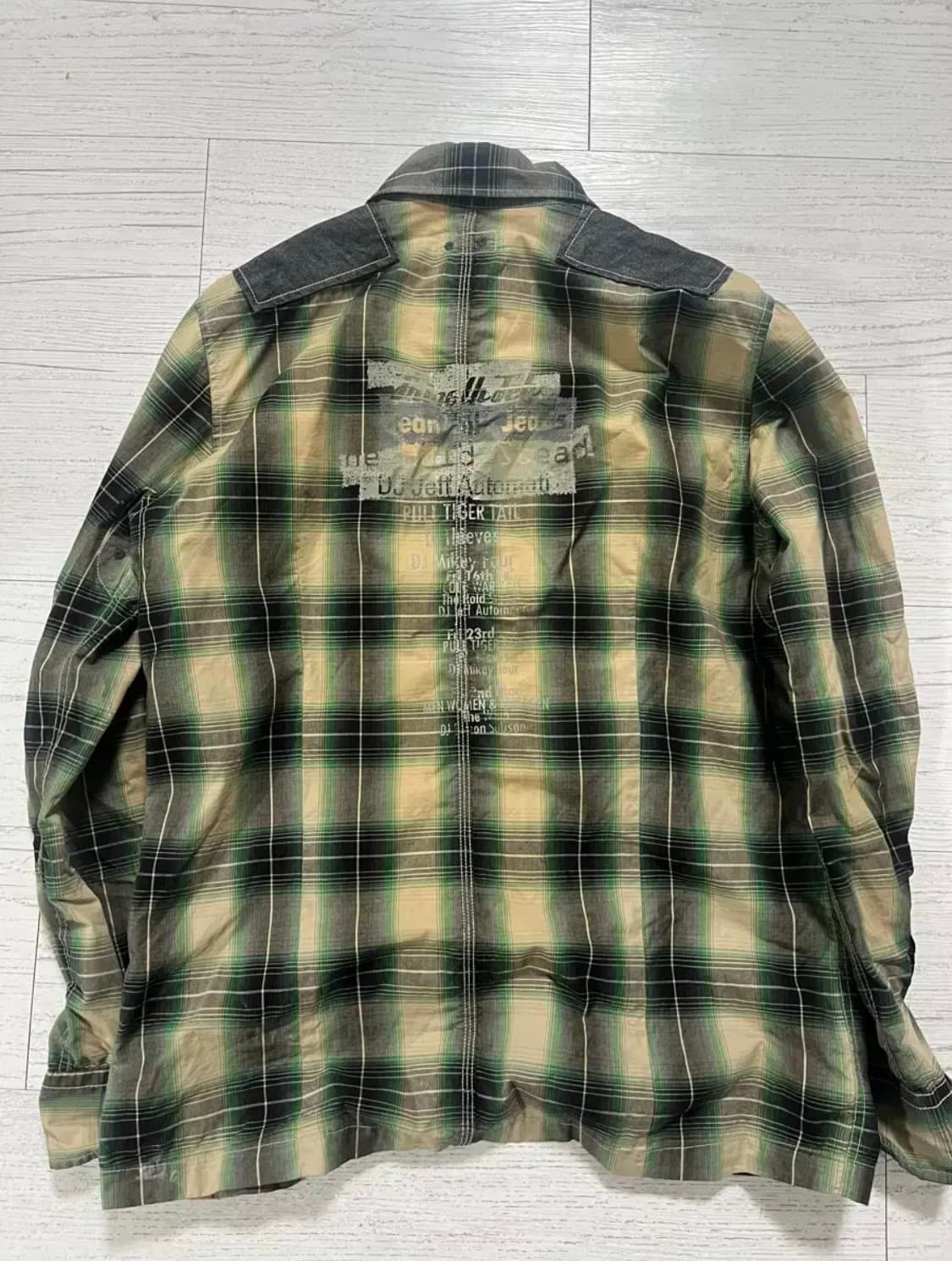 체크 셔츠 남방 데님 배색 상품이미지2