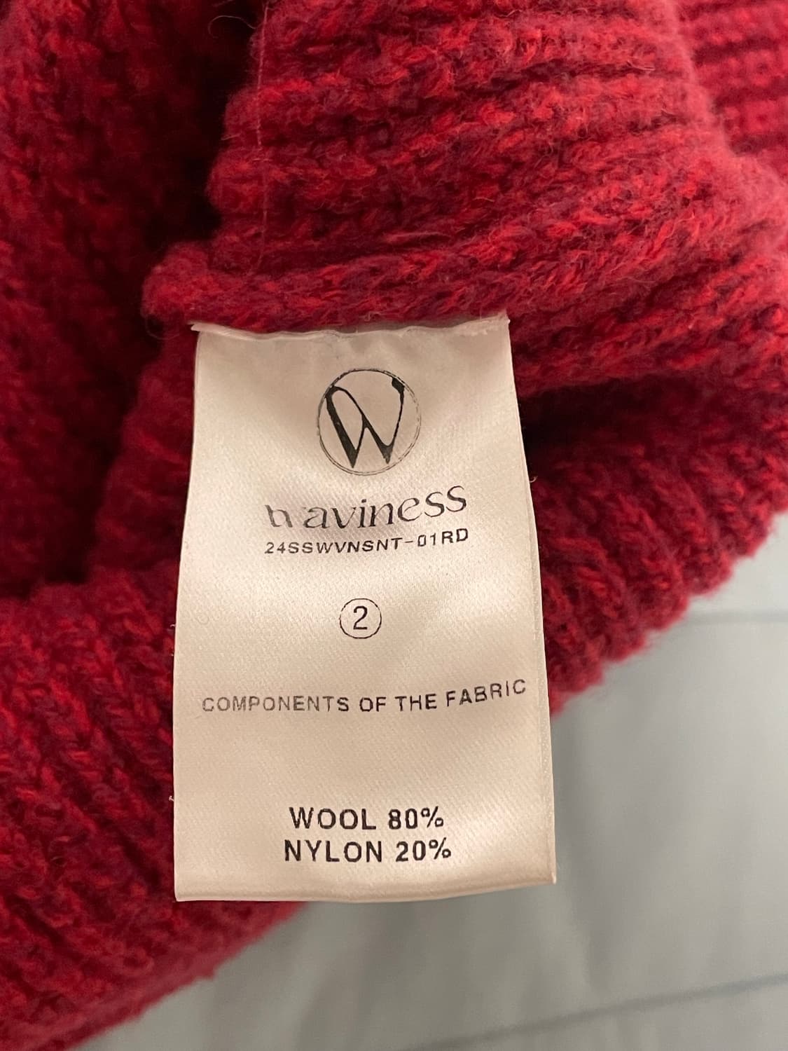 웨이비니스 타임리스 풀집업 니트 2사 레드 상품이미지5