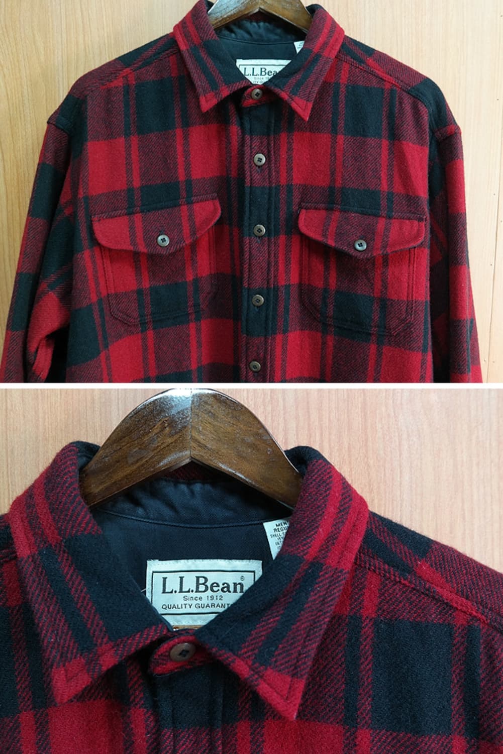 미국산 L.LBEAN 엘엘빈 두툼한 빈티지 울 체크남방 상품이미지4