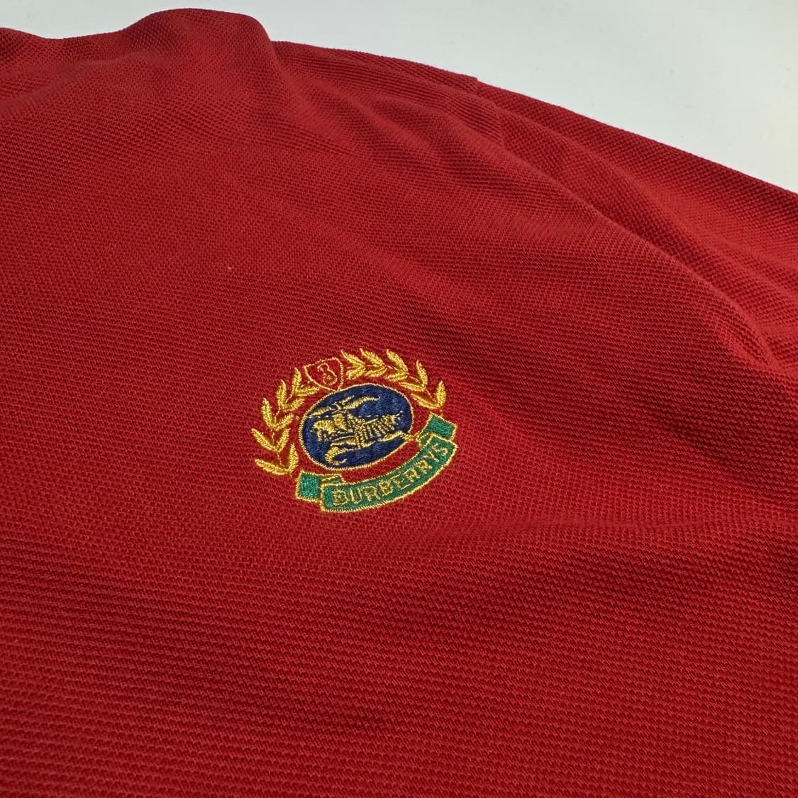 버버리 90's 크레스트 로고 레드 긴팔 카라티 상품이미지2