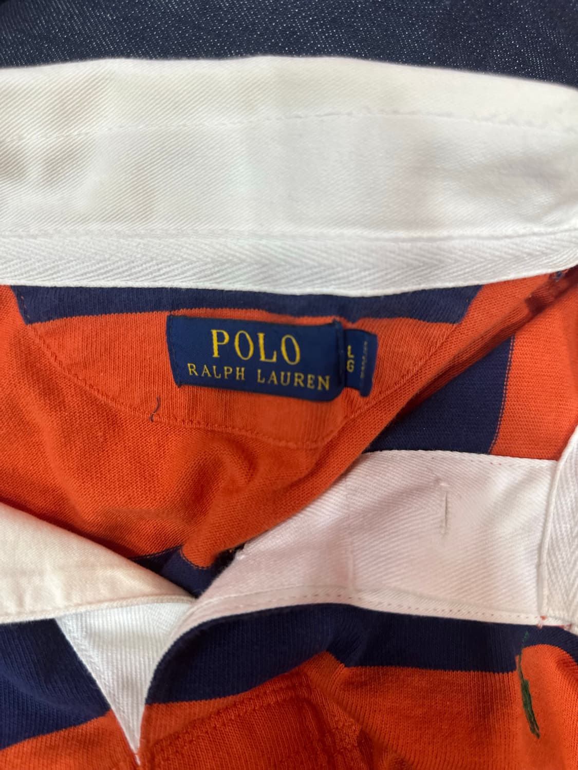 폴로랄프로렌 럭비티 오렌지네이비 L 상품이미지2