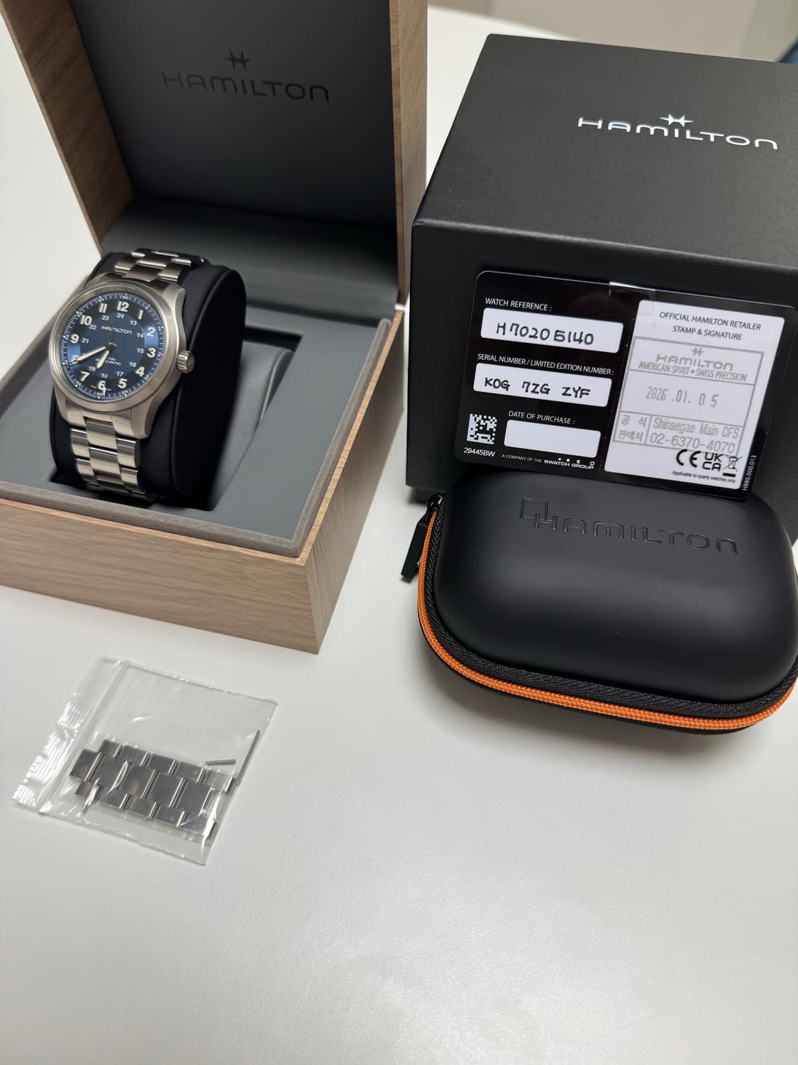 해밀턴 카키필드 오토 티타늄 38mm 블루 상품이미지1