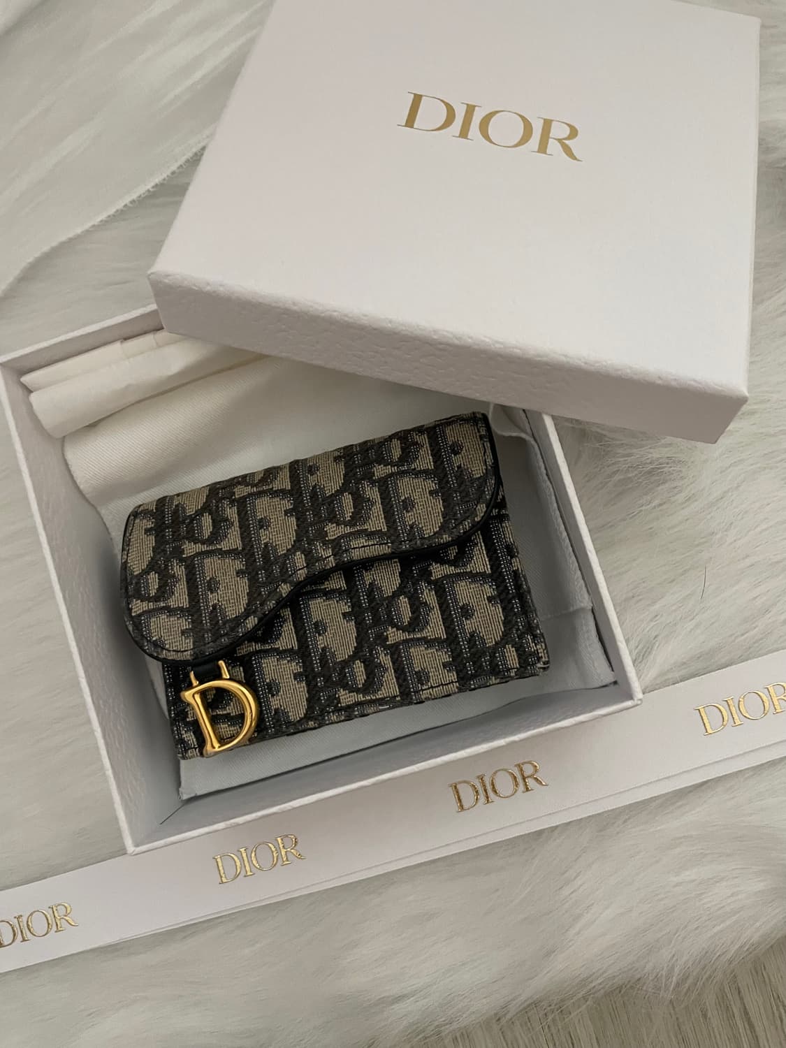 디올 오블리크 새들 카드지갑 베이지 상품이미지1